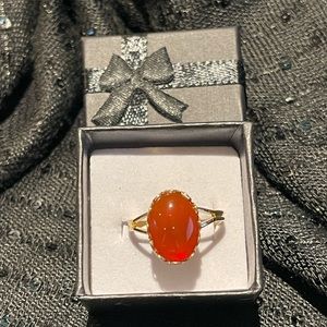 Gold Ring with Red Stone, Adjustable Costume Jewelry